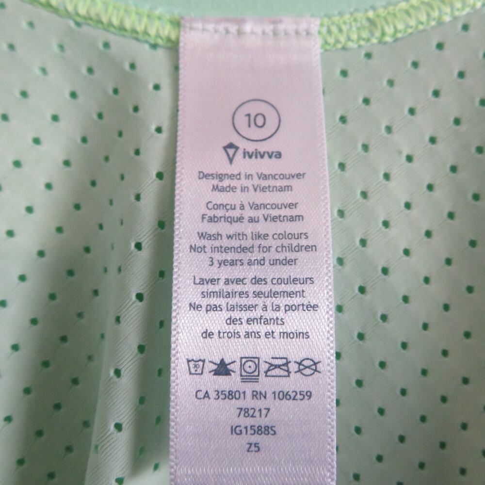 Ivivva Kids Sz 10 Light Green Tank Mesh Back Sleeveless Laser Cut Athletic Wear - Picture 5 of 6